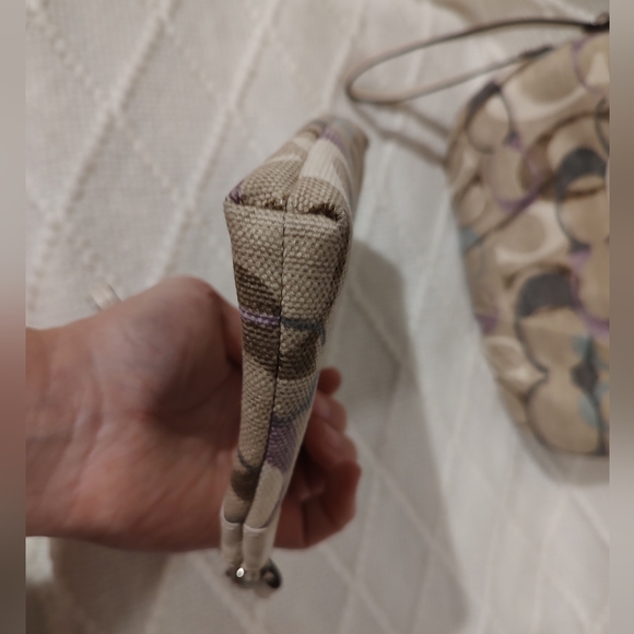 Coach EUC++ 2fer Op Art Signature C Linen Beige Large & Mini Wristlets (W76) - Picture 11 of 15